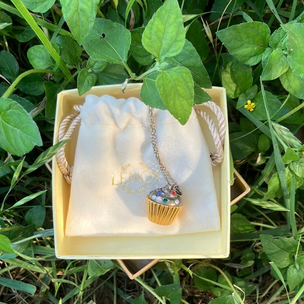 Lenox Gold and Silver Crystal Cupcake Pendant Necklace